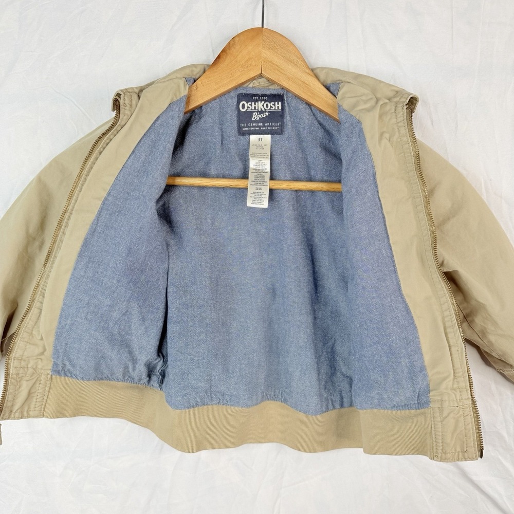 VTG OSHKOSH BGOSH Kids Bomber Jacket Khaki 100% COTTON Lining 100% NYLON SZ-3T - Picture 8 of 16